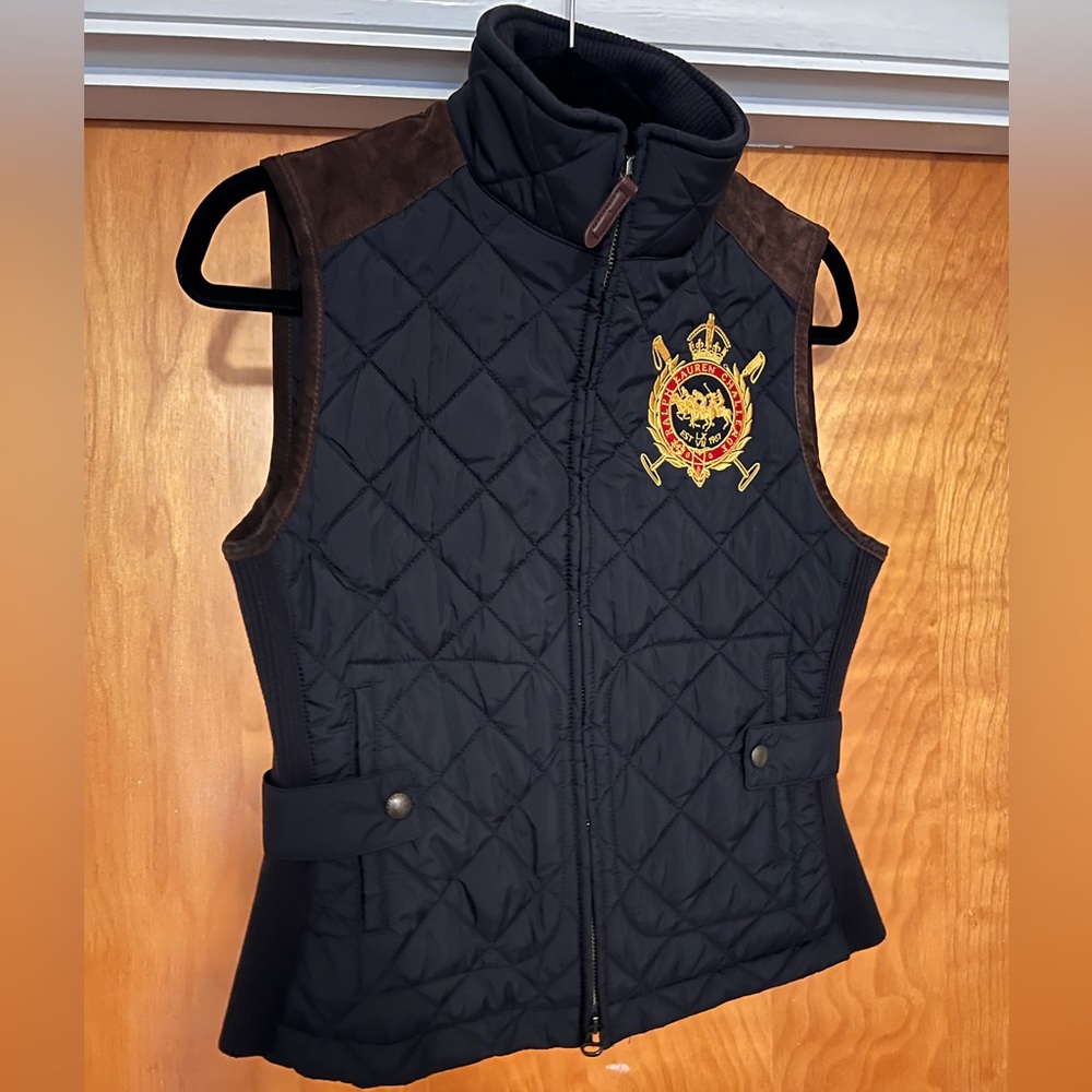 Ralph Lauren quilted crest vest with suede accents